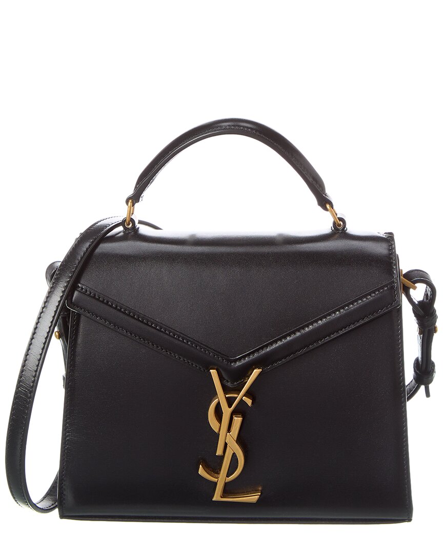 Saint Laurent Cassandra Mini Leather Shoulder Bag In Black