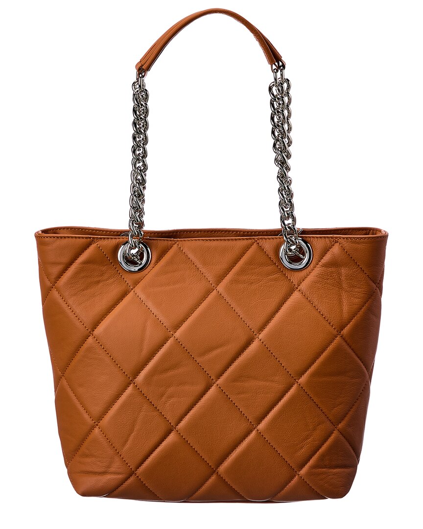 Persaman New York Ines Quilted Leather Tote In Brown