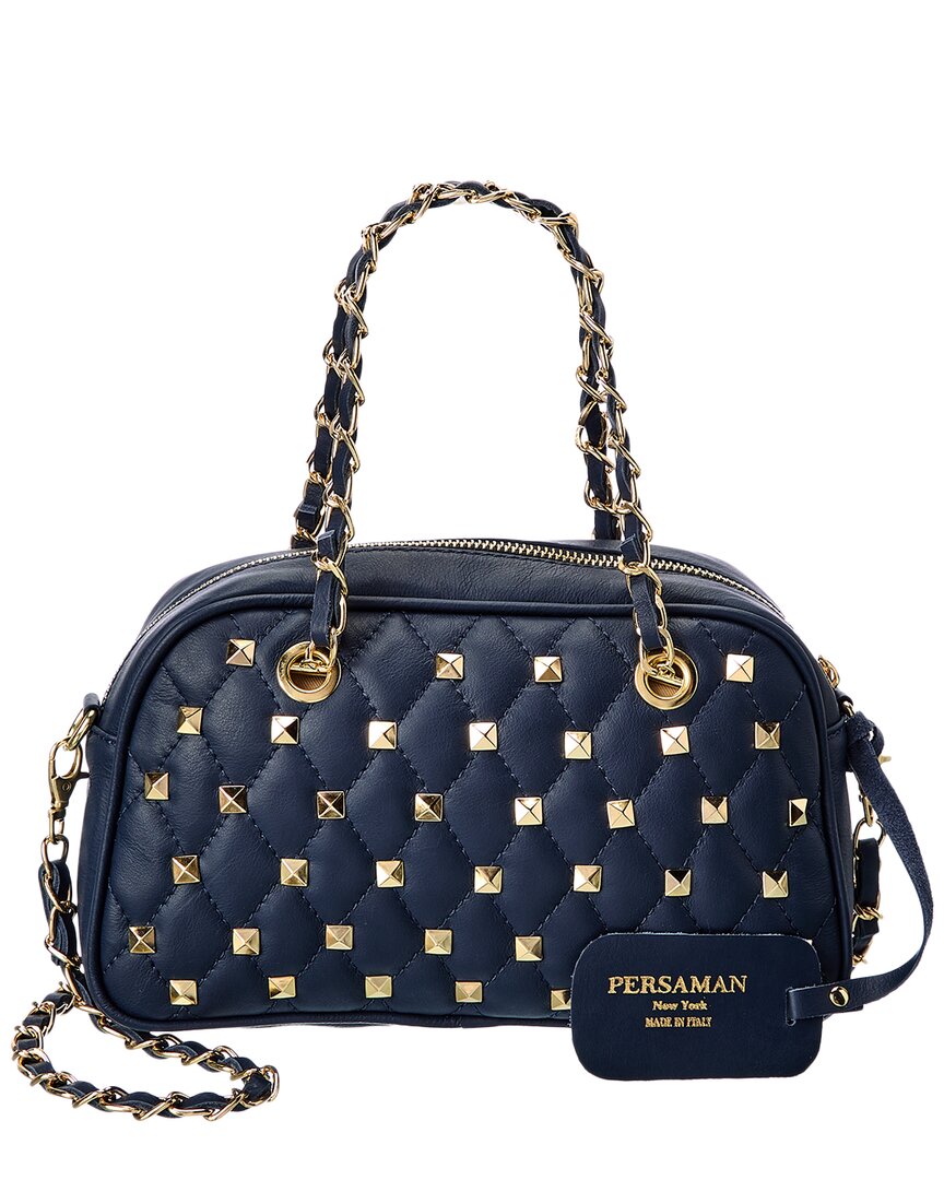 Persaman New York Aline Quilted Leather Crossbody In Blue