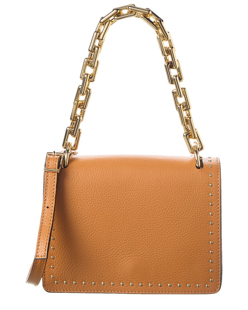 Persaman New York Brielle Studded Leather Crossbody In Brown
