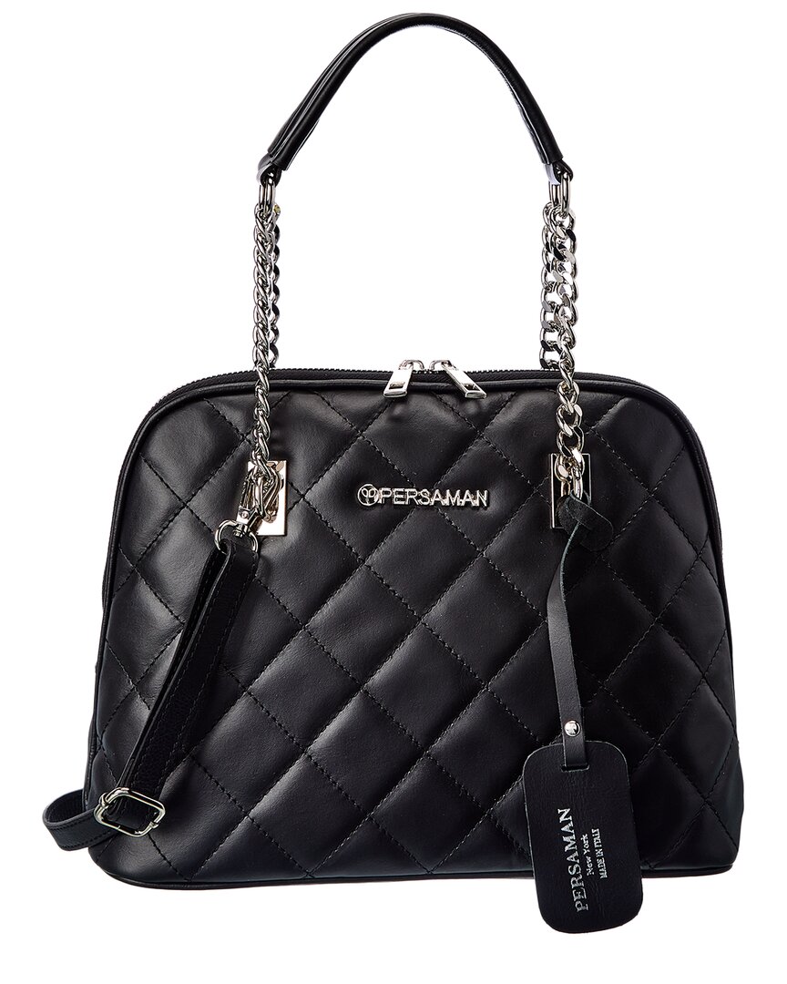 Persaman New York Fosette Quilted Leather Tote In Black