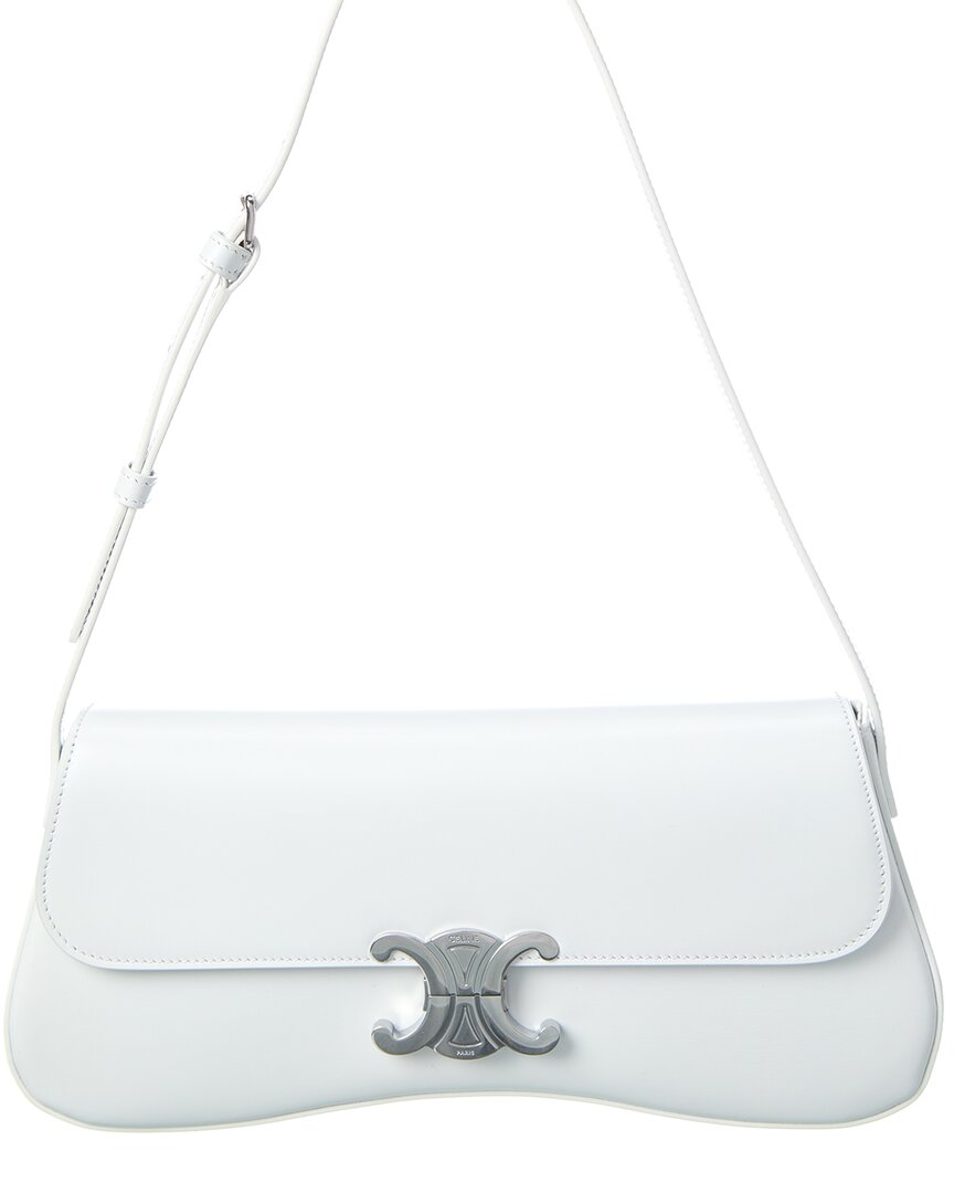 Celine Medium Lola Bag In Shiny Calfskin In White