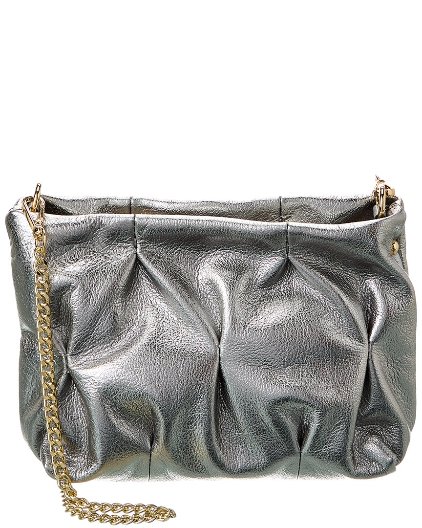 Persaman New York #1069 Leather Clutch In Silver