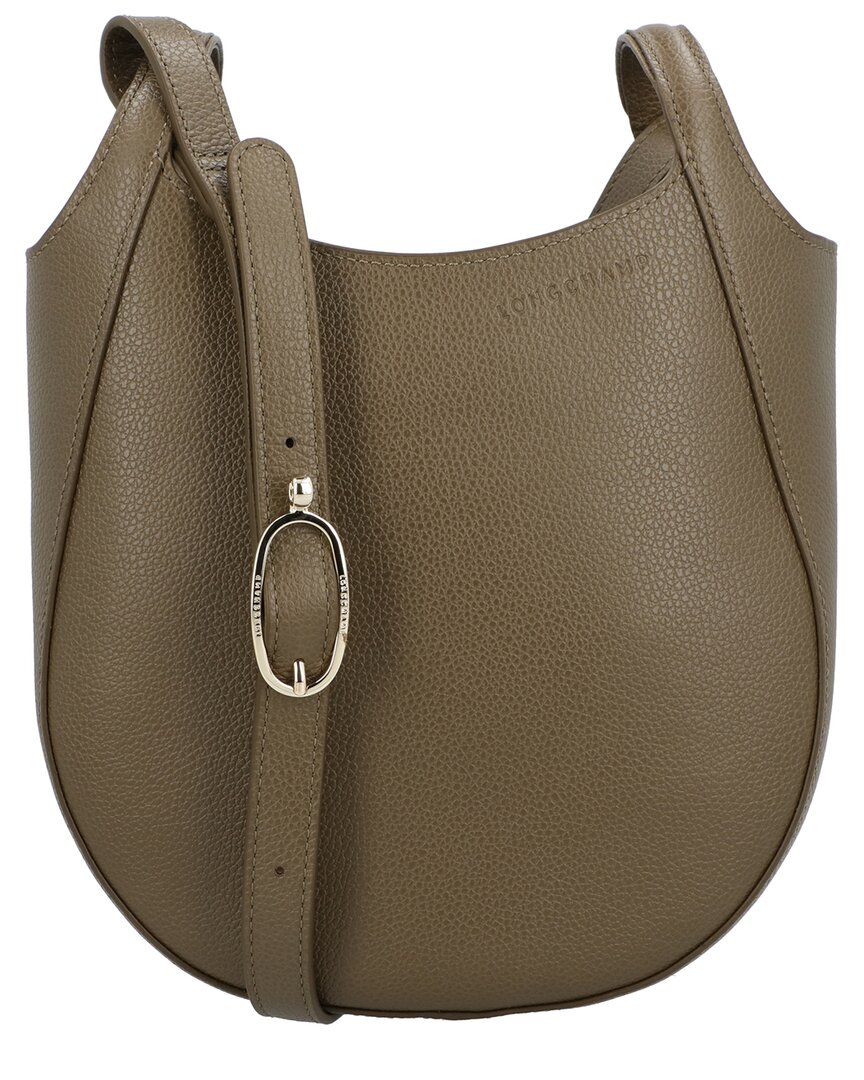Longchamp Le Foulonné Leather Crossbody In Green