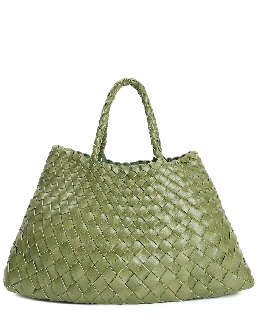 Tiffany & Fred Paris Tiffany & Fred Hand-woven Leather Tote In Green