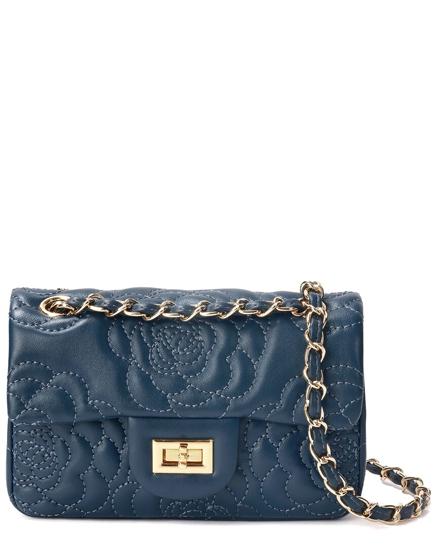Tiffany & Fred Paris Top-grain Quilted Crossbody/shoulder Bag In Blue