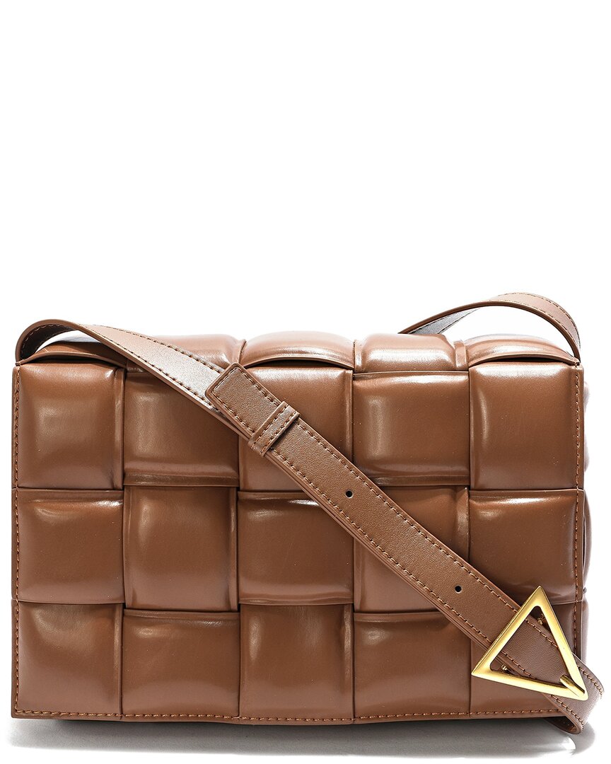 Tiffany & Fred Paris Puffy Leather Messenger Bag In Brown
