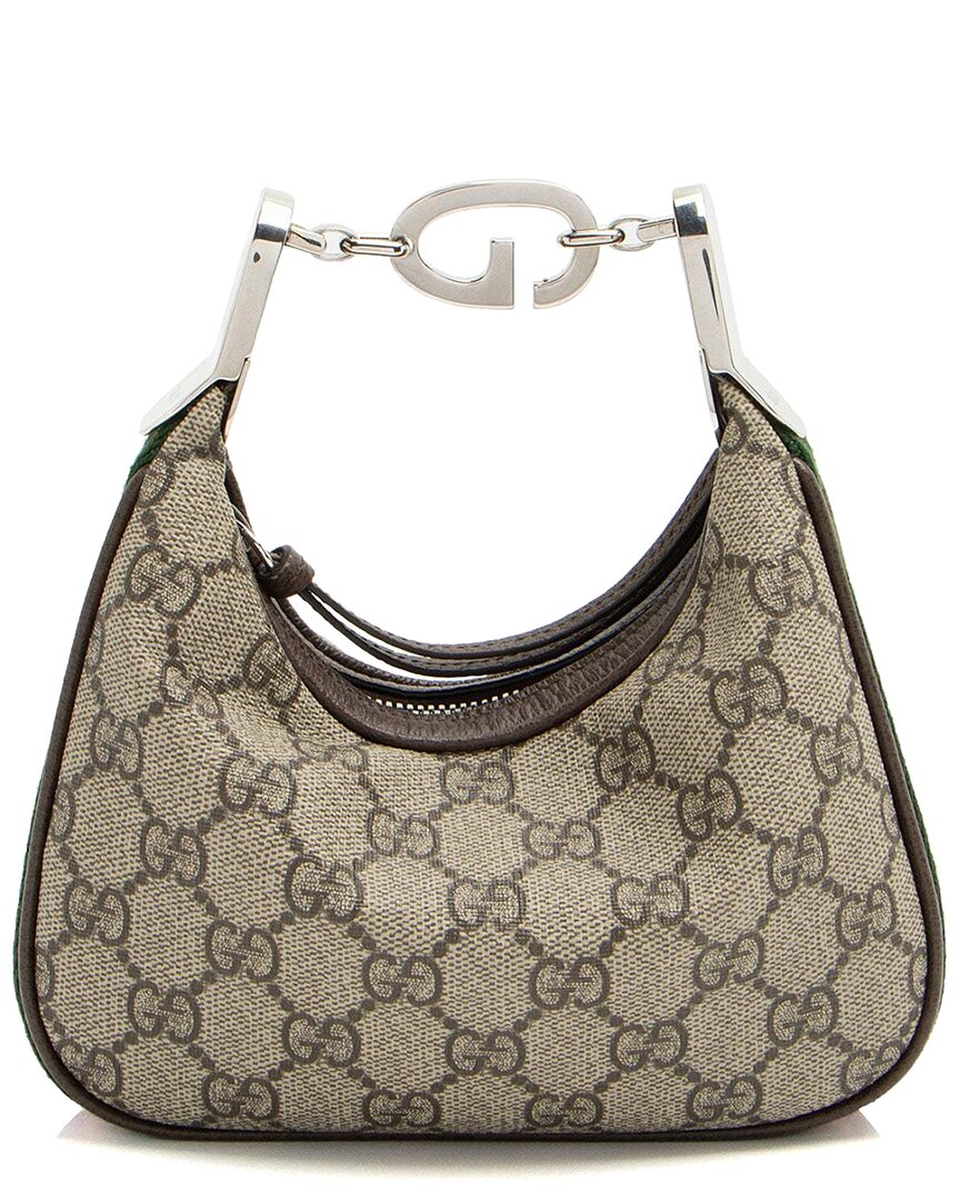 Gucci Brown Gg Supreme Canvas Web Attache Mini Bag (authentic Pre-loved)