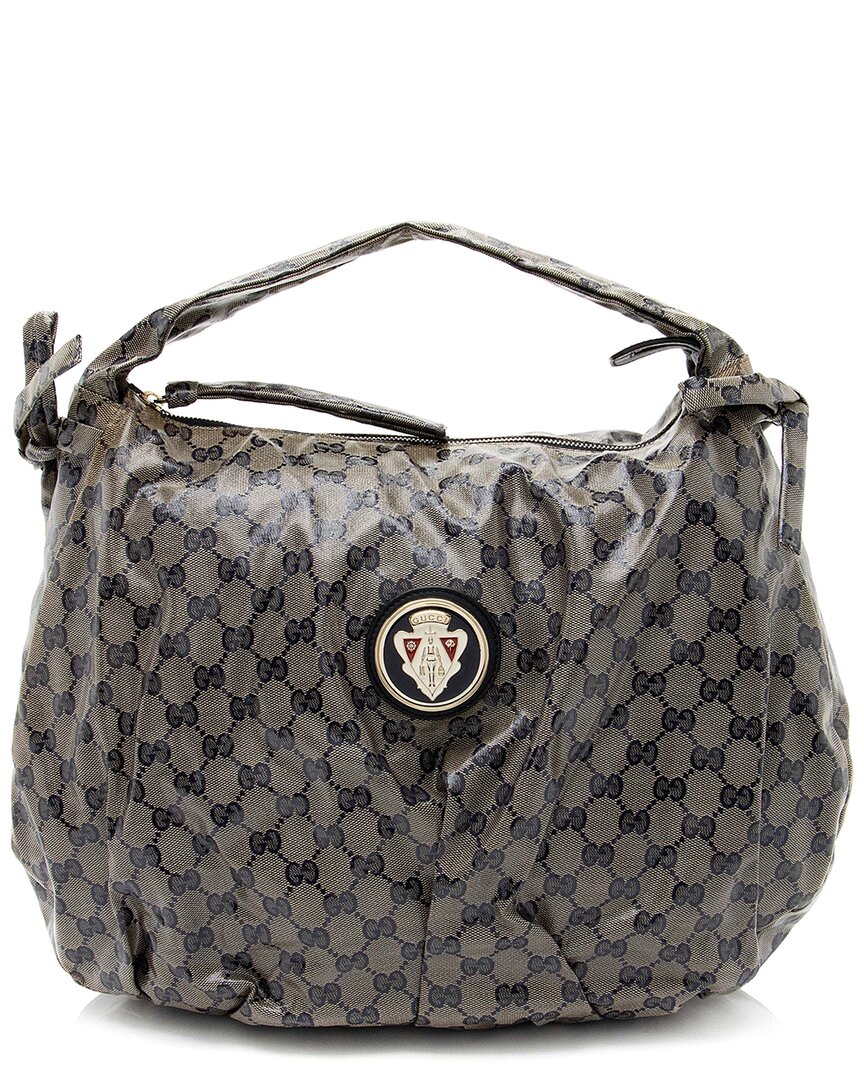 Gucci Blue Canvas Gg Crystal Hysteria Hobo (authentic Pre-loved)