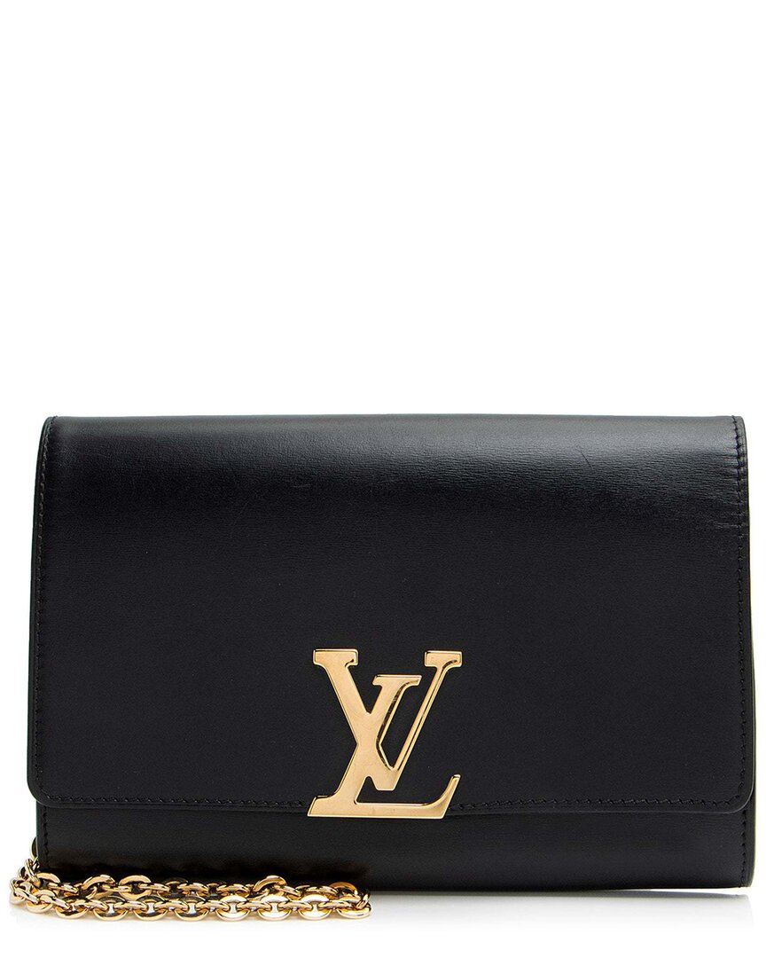 Pre-owned Louis Vuitton Black Calfskin Chain Louise Gm (authentic Pre-loved)