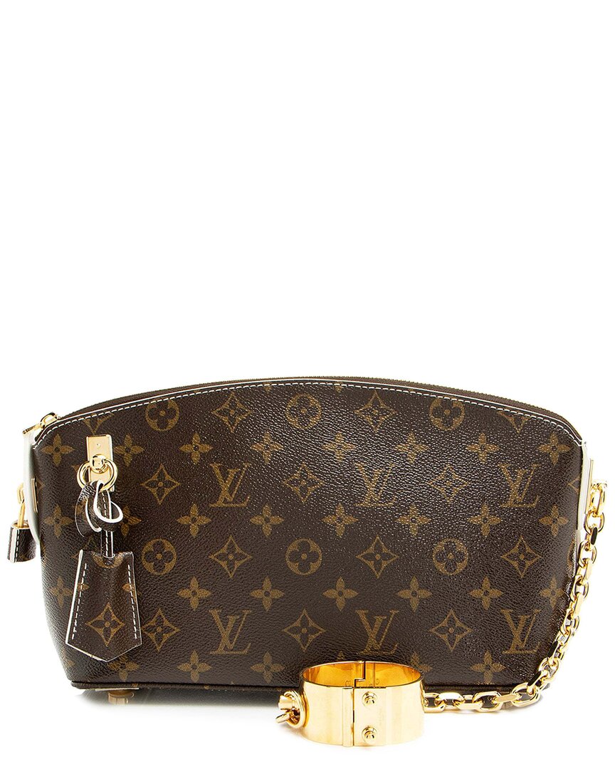 Pre-owned Louis Vuitton Brown Monogram Canvas Limited Edition Fetish Lockit Cuff Clutch (authentic Pre-loved)