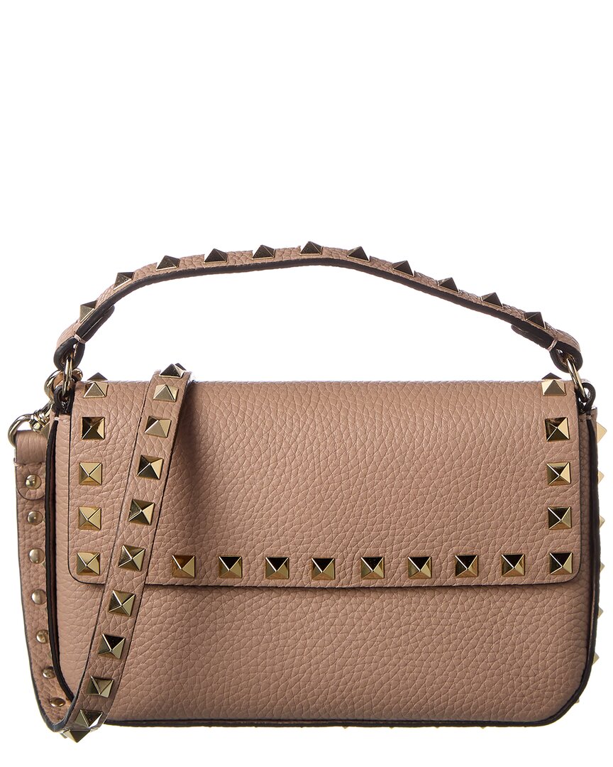 Valentino Garavani Valentino Rockstud Grainy Leather Crossbody In Sand