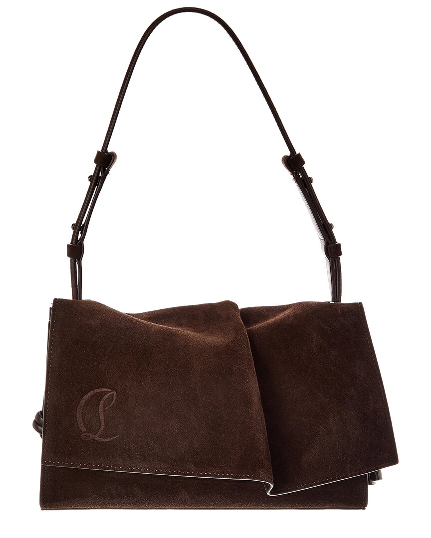 Christian Louboutin Baggy Small Suede Shoulder Bag In Brown