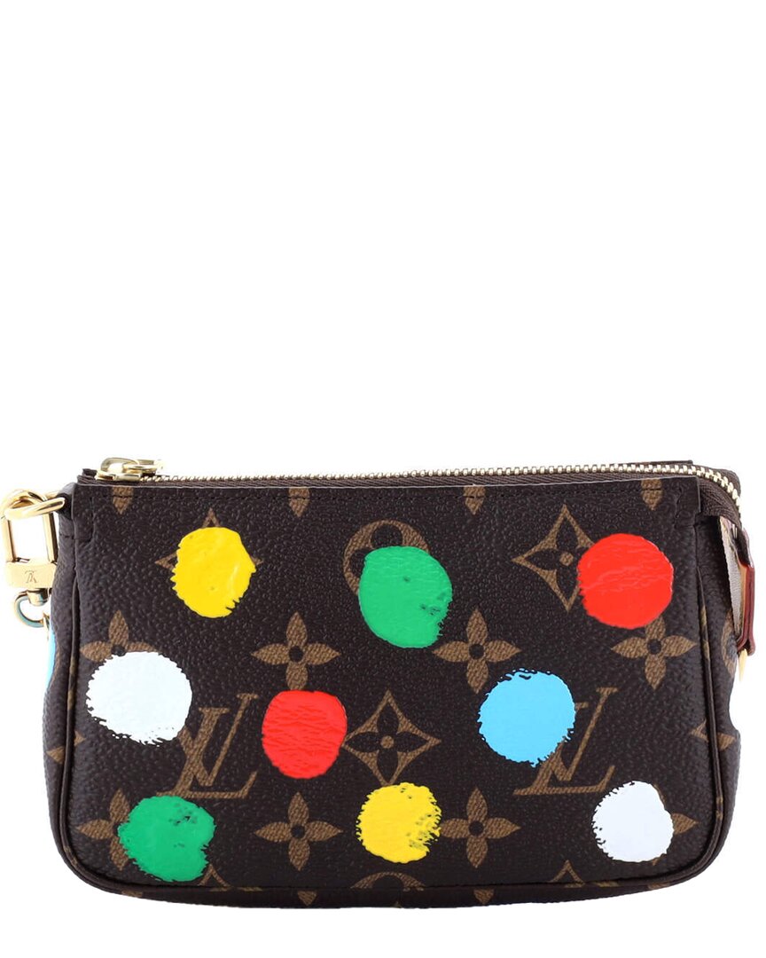 LOUIS VUITTON Pre-owned Brown Painted Dots Monogram Canvas Pochette Accessoires Yayoi Kusama Mini (authentic