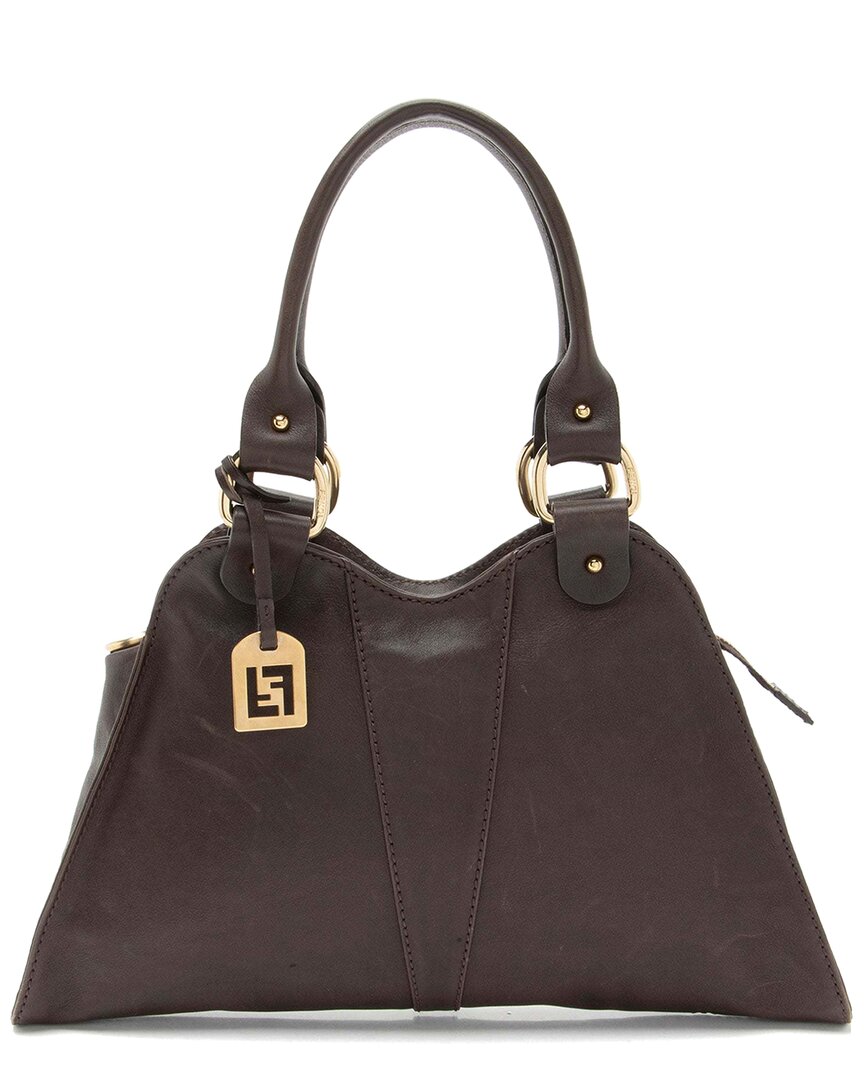 Fendi Brown Leather Devil Trapezio Small Satchel (authentic Pre-loved) In Brown