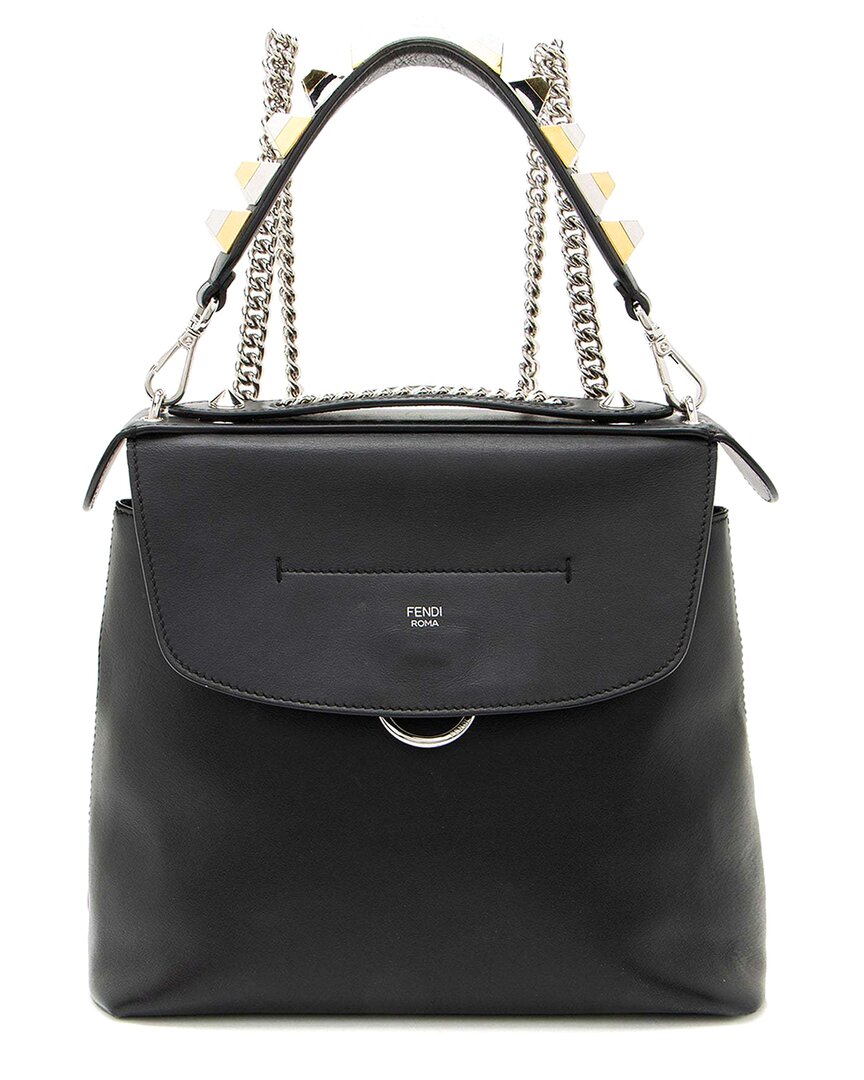 Fendi Black Leather Back To School Backpack (authentic Pre-loved) In Black