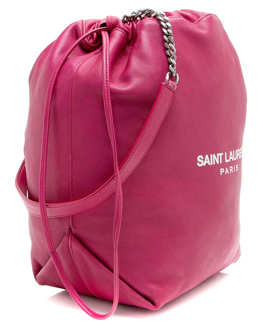 Saint Laurent Pink Leather Teddy Small Bucket Bag (authentic Pre-loved)