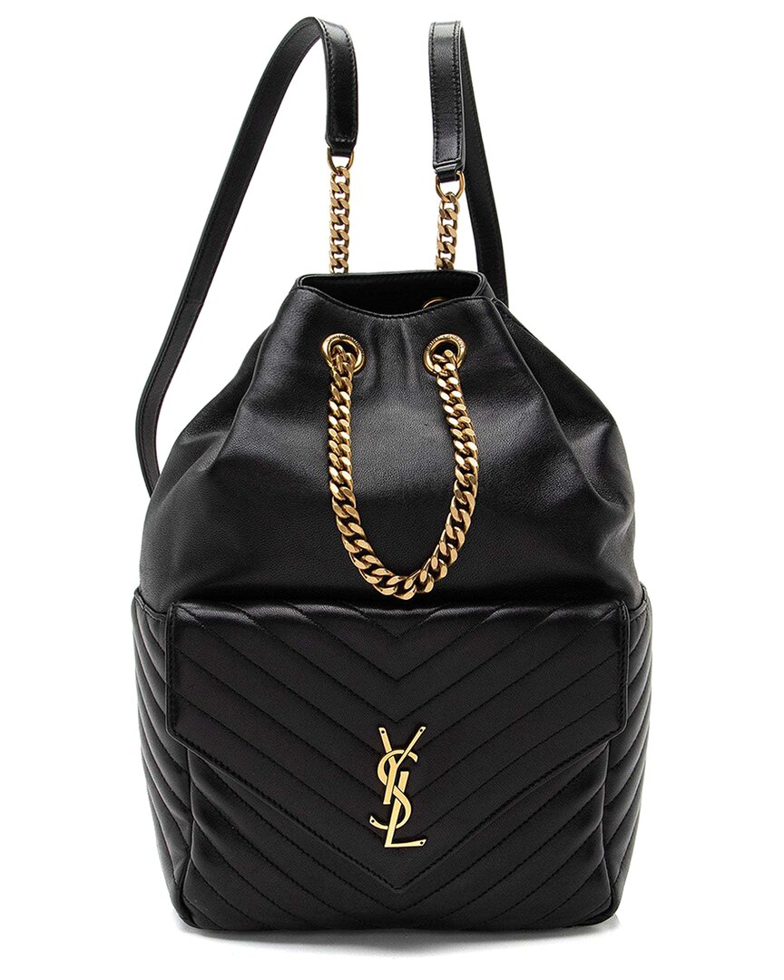 Saint Laurent Black Matelasse Lambskin Monogram Joe Backpack (authentic Pre- Loved)