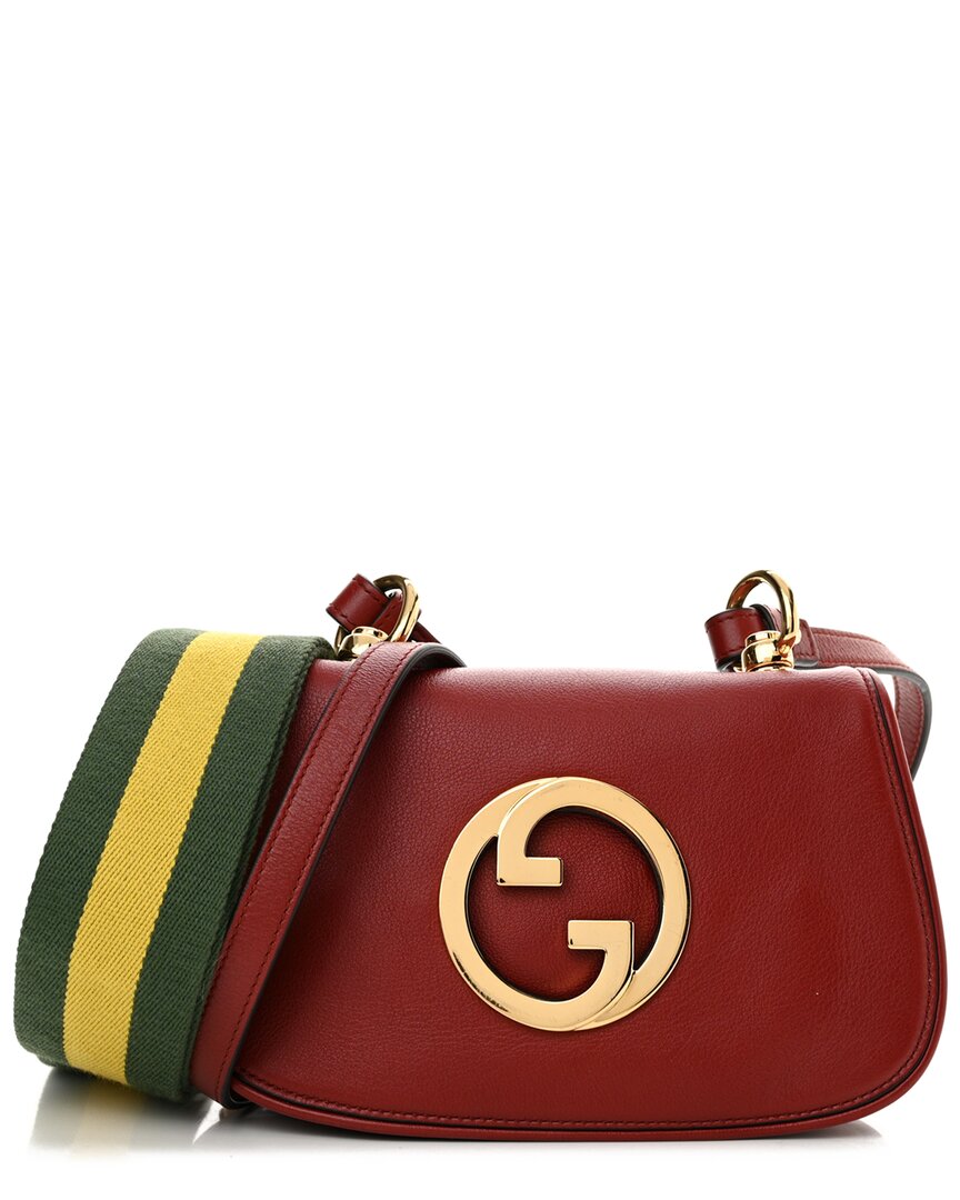 Gucci Red Calfskin Leather Roxy Web Mini Blondie Shoulder Bag (authentic Pre-  Loved) In Brown