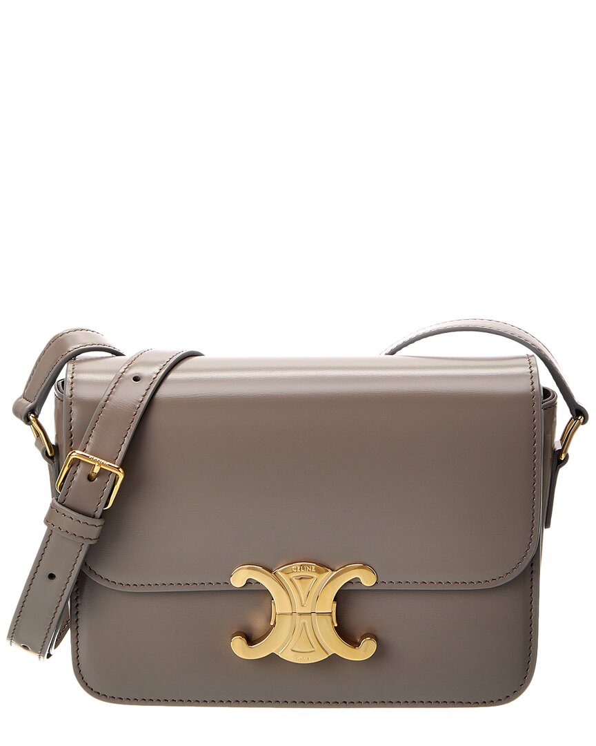 Celine Teen Triomphe Leather Shoulder Bag In Brown