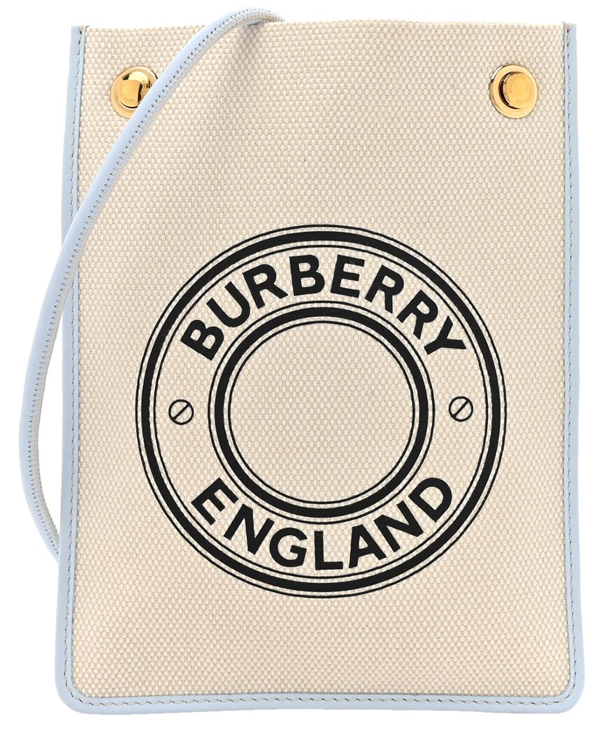 Burberry Baby Blue Canvas Calfskin Canvas Crossbody Pouch (authentic Pre-  Loved)