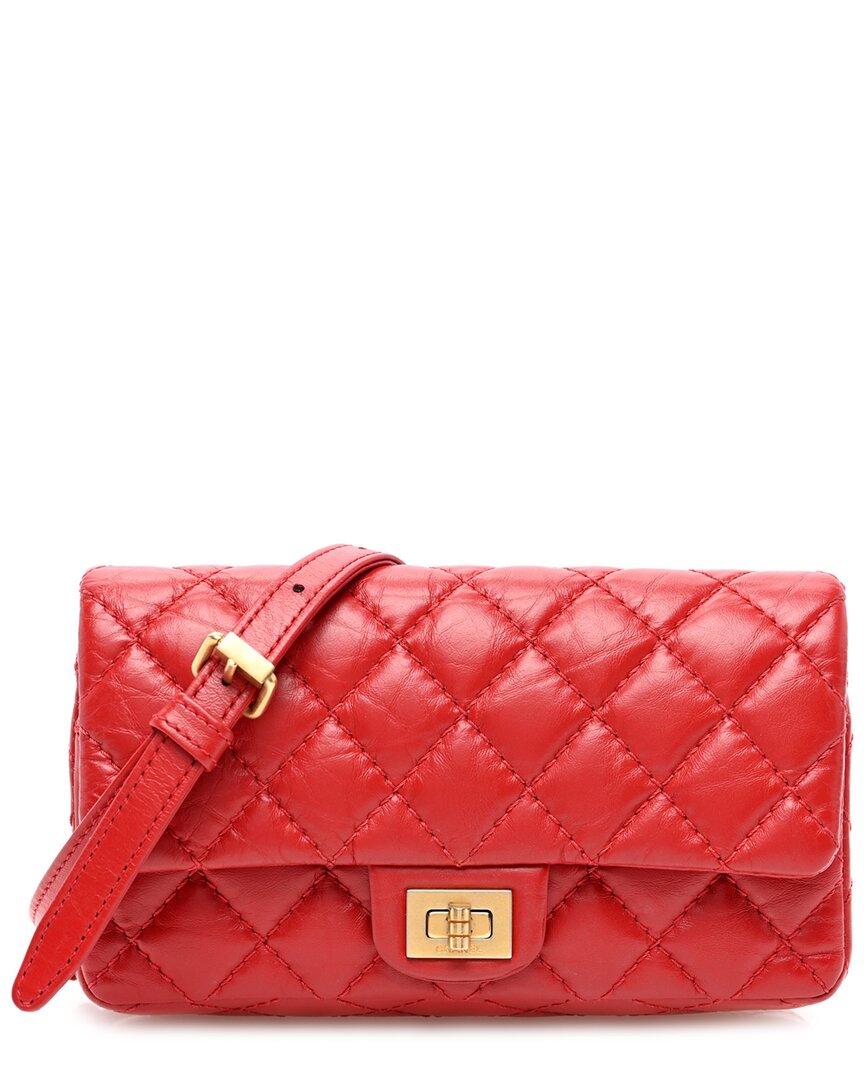 Pre-owned Chanel Red Aged Calfskin Leather 2.55 Reissue Flap Belt Bag Red (authentic  Pre-loved)