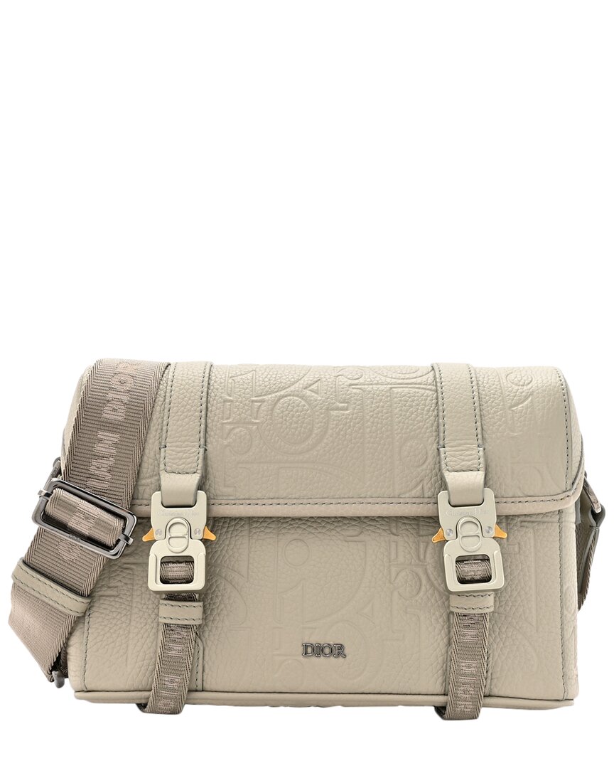 Dior Beige Grained Calfskin Leather  Gravity Hit The Road Messenger Bag  (authentic Pre-loved)