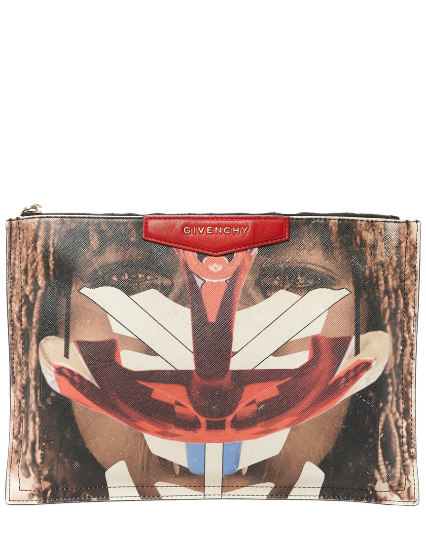 Givenchy Brown Coated Canvas Tribal Girl Print Large Antigona Pouch (authentic  Pre-loved)