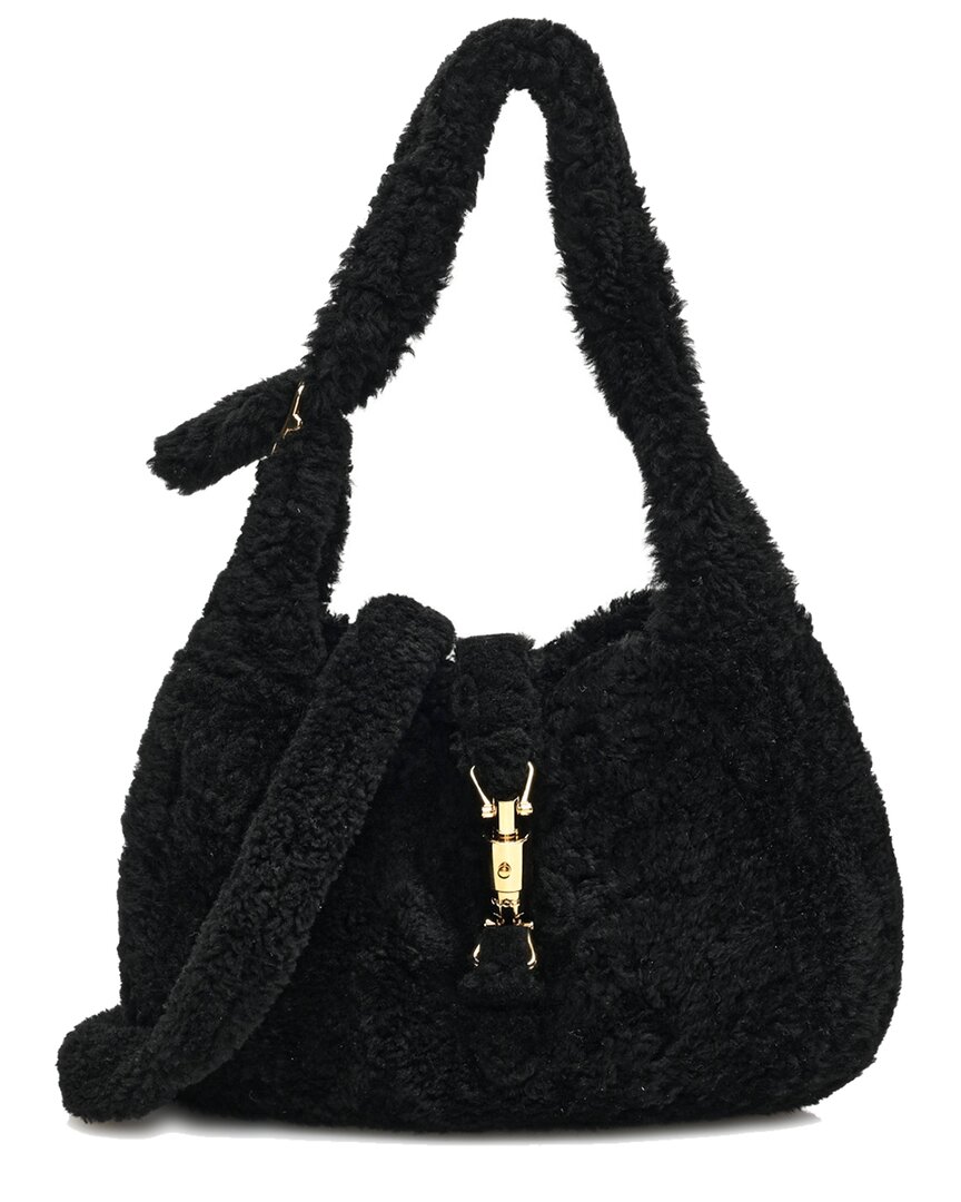 Gucci Black Shearling Small Jackie 1961 Shoulder Bag (authentic Pre-loved) In Black