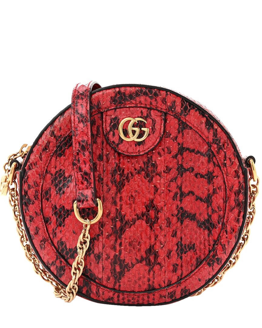 Gucci Red Snakeskin Gg Ophidia Round Crossbody Bag (authentic Pre-loved)