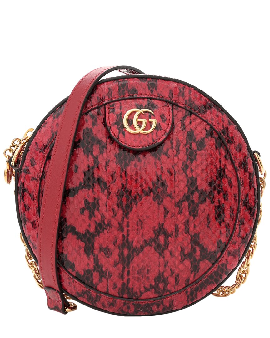 Gucci Red Snakeskin Gg Ophidia Round Crossbody Bag (authentic Pre-loved)