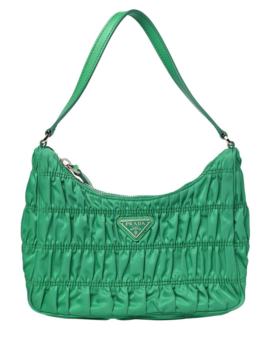 Prada Menta Tessuto Nylon Gaufre Shoulder Bag (authentic Pre-loved) In Green