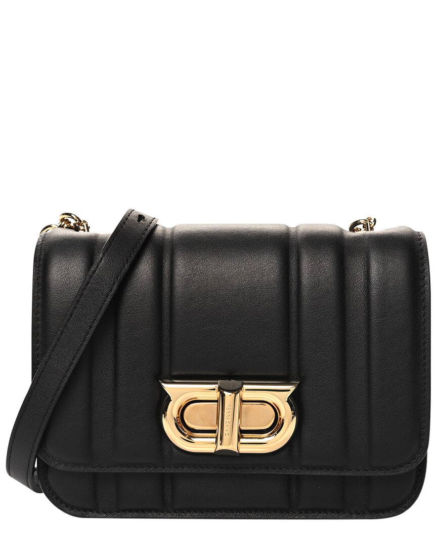 Ferragamo Black Calfskin Leather Mini New Gancini Shoulder Bag (authentic Pre-  Loved)