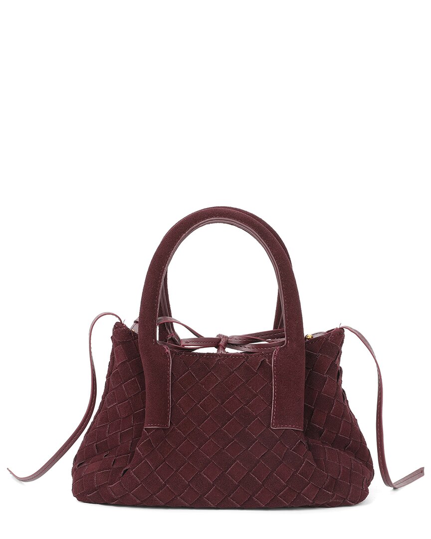 Tiffany & Fred Paris Woven Suede Tote In Red