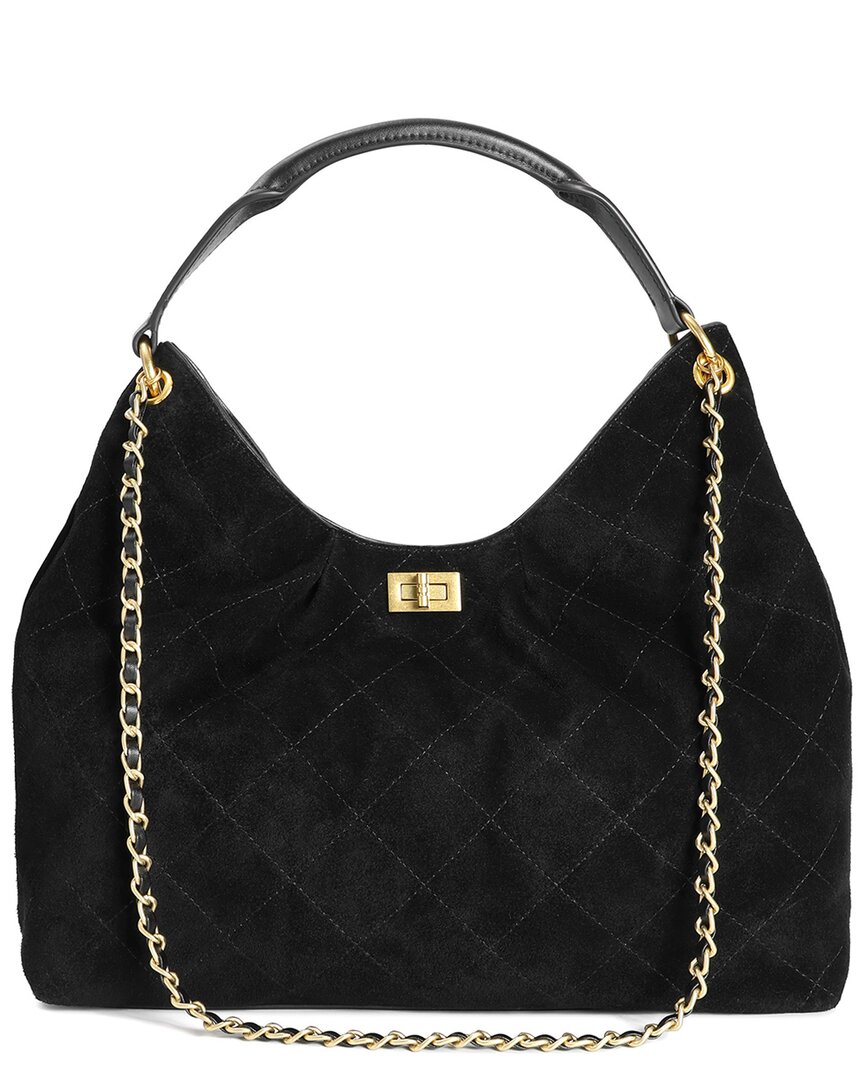 Tiffany & Fred Paris Quilted Suede Hobo Bag With C