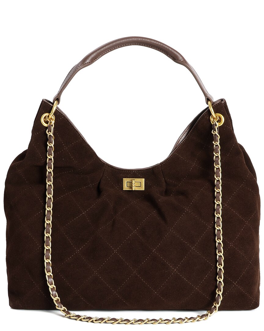 Tiffany & Fred Paris Quilted Suede Hobo Bag In Brown