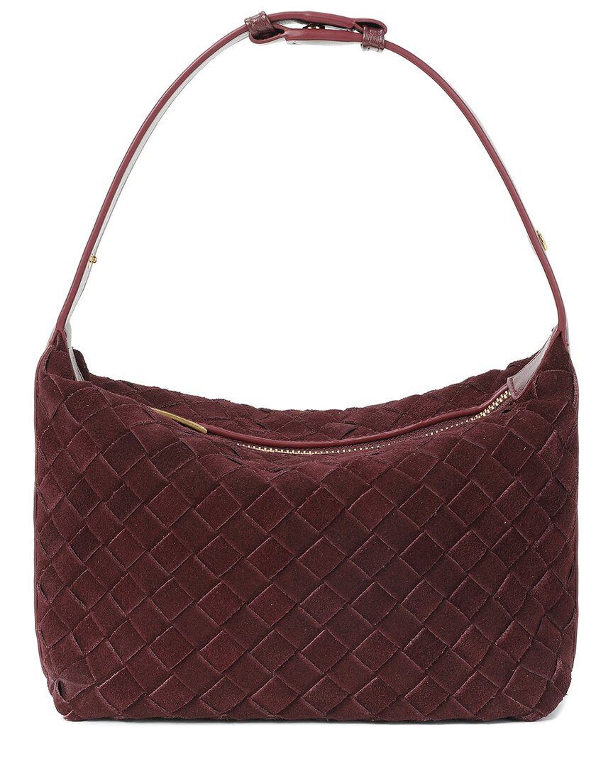Tiffany & Fred Paris Mini Woven Suede Shoulder Bag In Red