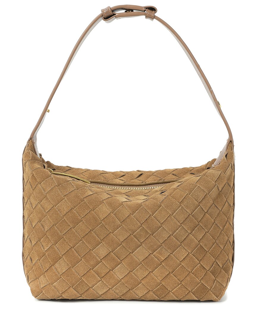 Tiffany & Fred Paris Mini Woven Suede Shoulder Bag In Brown
