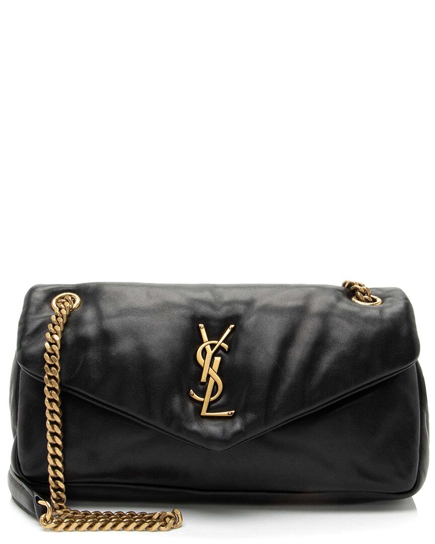 Saint Laurent Black Lambskin Calypso Small Shoulder Bag (authentic Pre-loved) In Black