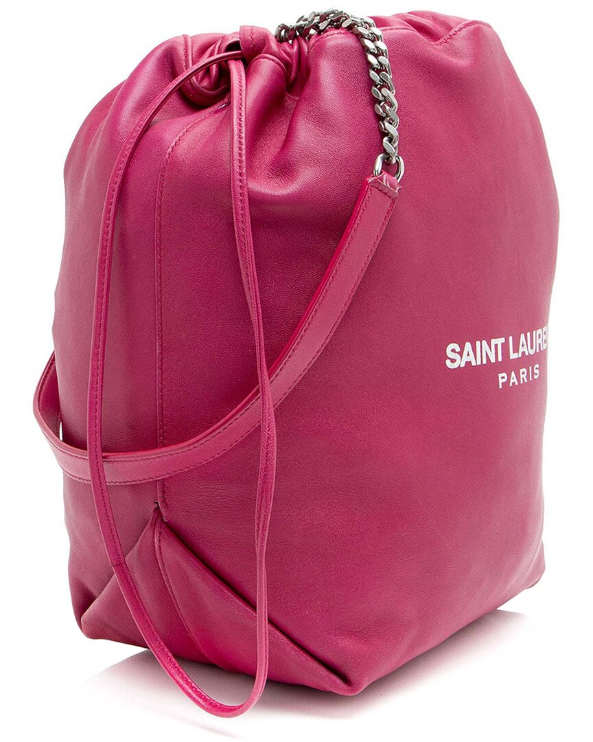 Saint Laurent Pink Leather Teddy Small Bucket Bag (authentic Pre-loved) In Pink