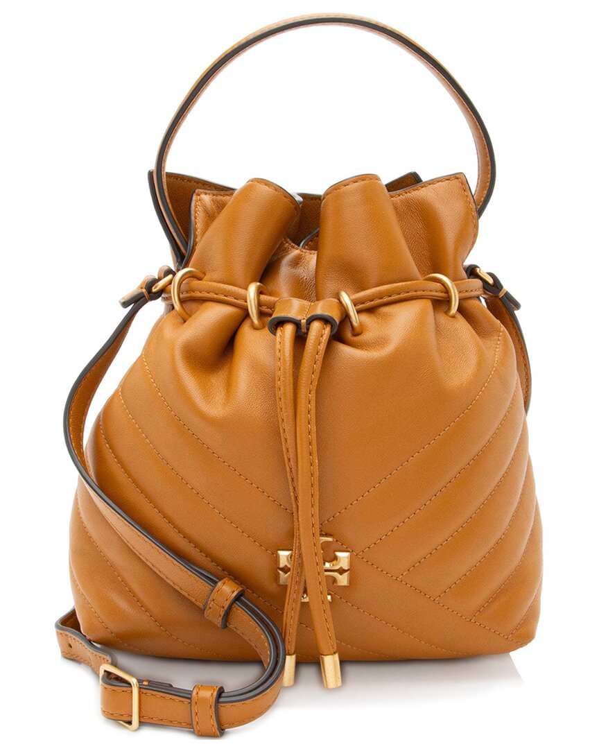 Tory Burch Brown Leather Chevron Kira Mini Bucket Bag (authentic Pre-loved) In Brown