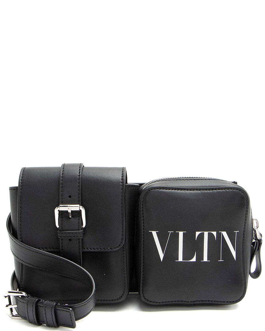 Valentino Black Leather Vltn Compartment Crossbody (authentic Pre-loved) In Black