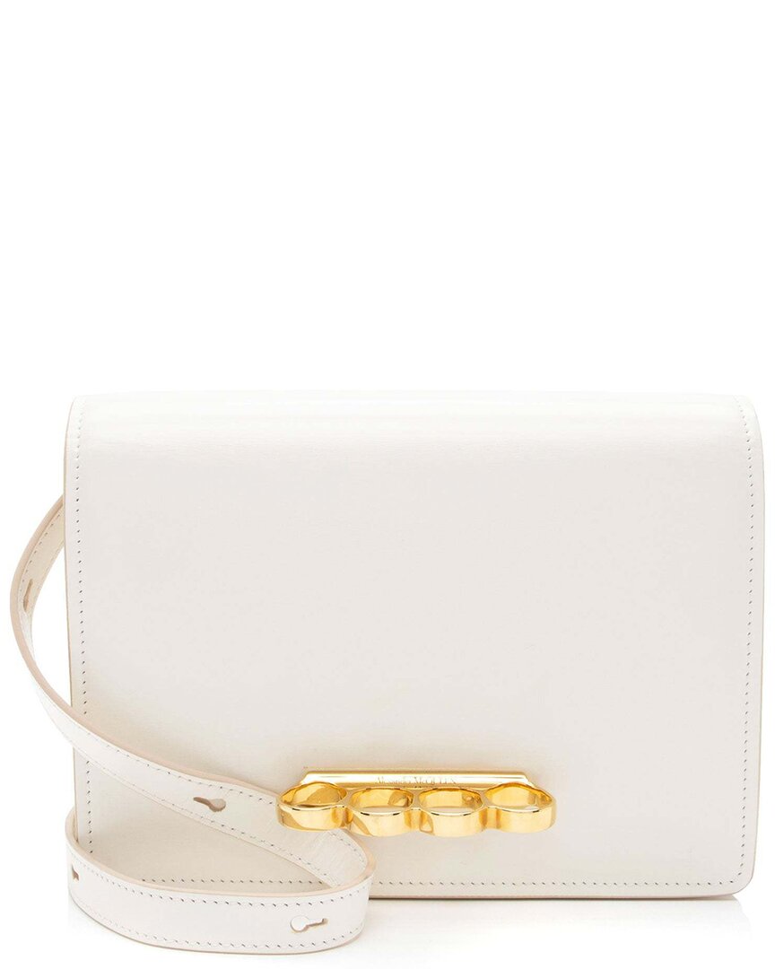 Alexander Mcqueen White Calfskin Four-ring Shoulder Bag (authentic Pre-loved)
