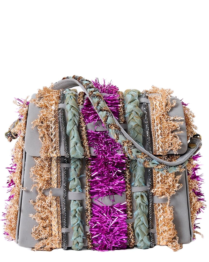 Simitri Chandni Chowk Clutch In Gray