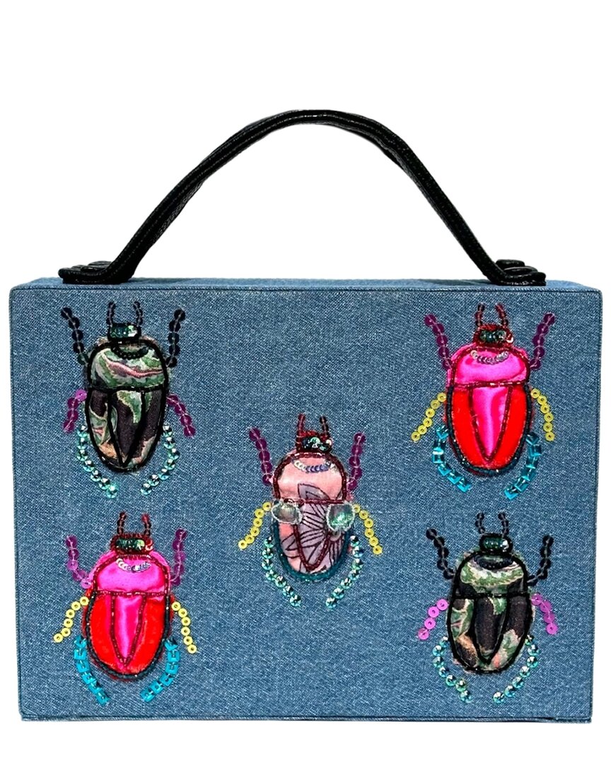 Simitri Denim Beetle Briefcase Bag In Blue