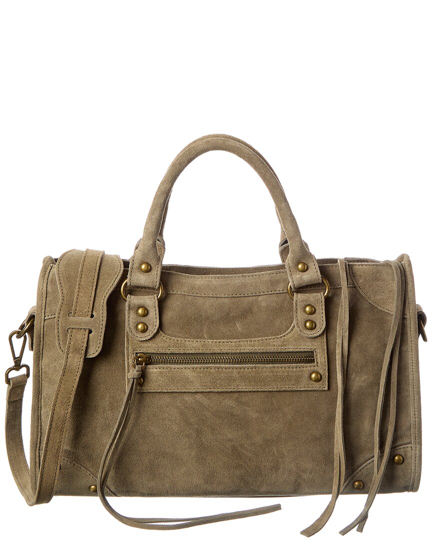 Isabella Rossetti Charlotte Suede Tote In Green