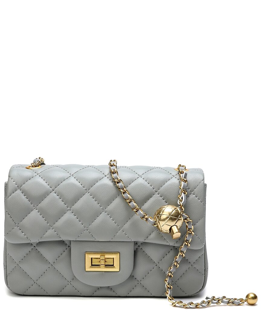 Shop Tiffany & Fred Paris Quilted Leather Crossbody In Grey