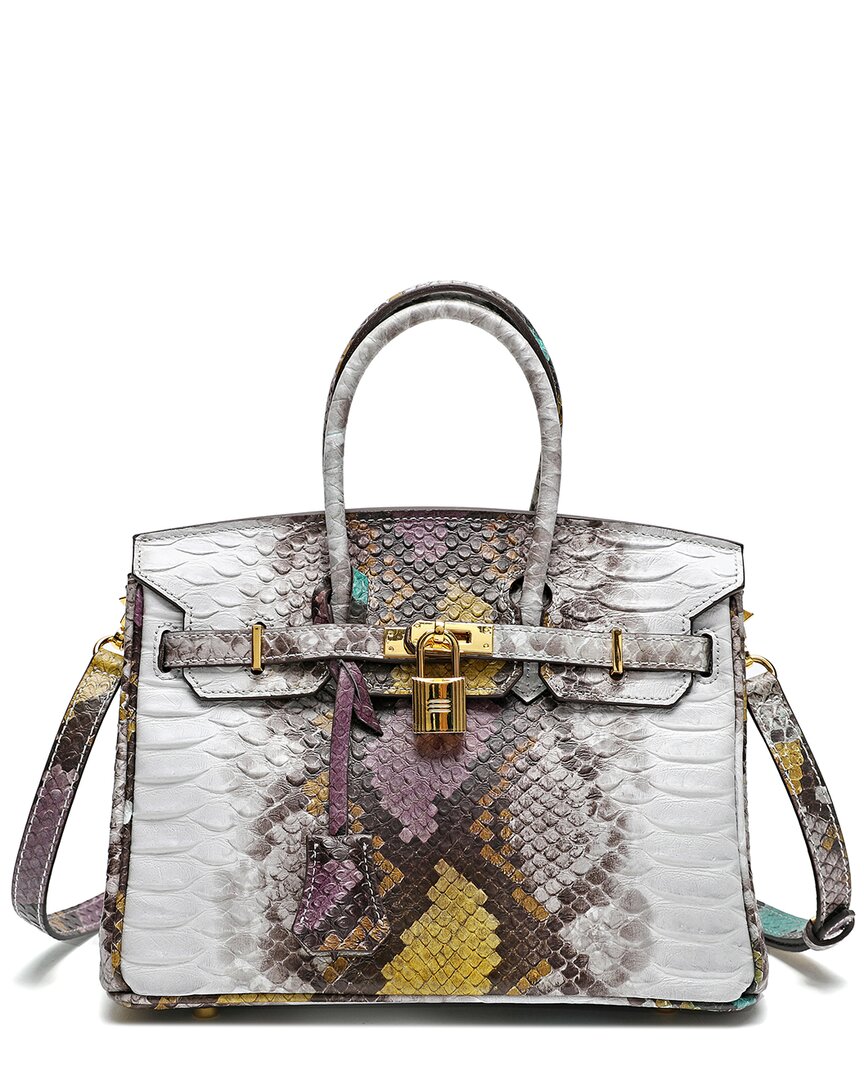 TIFFANY & FRED TIFFANY & FRED PARIS SNAKE-EMBOSSED LEATHER SATCHEL