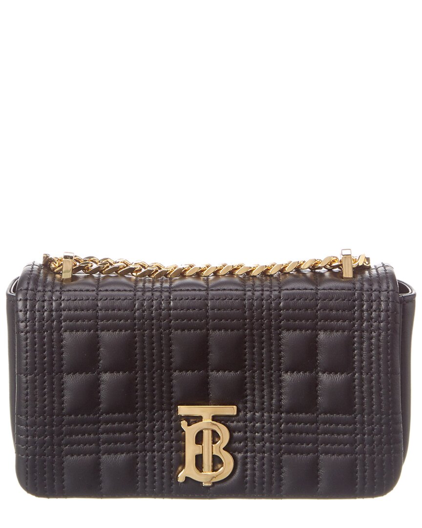 Burberry Lola Mini Quilted Leather Crossbody In Black