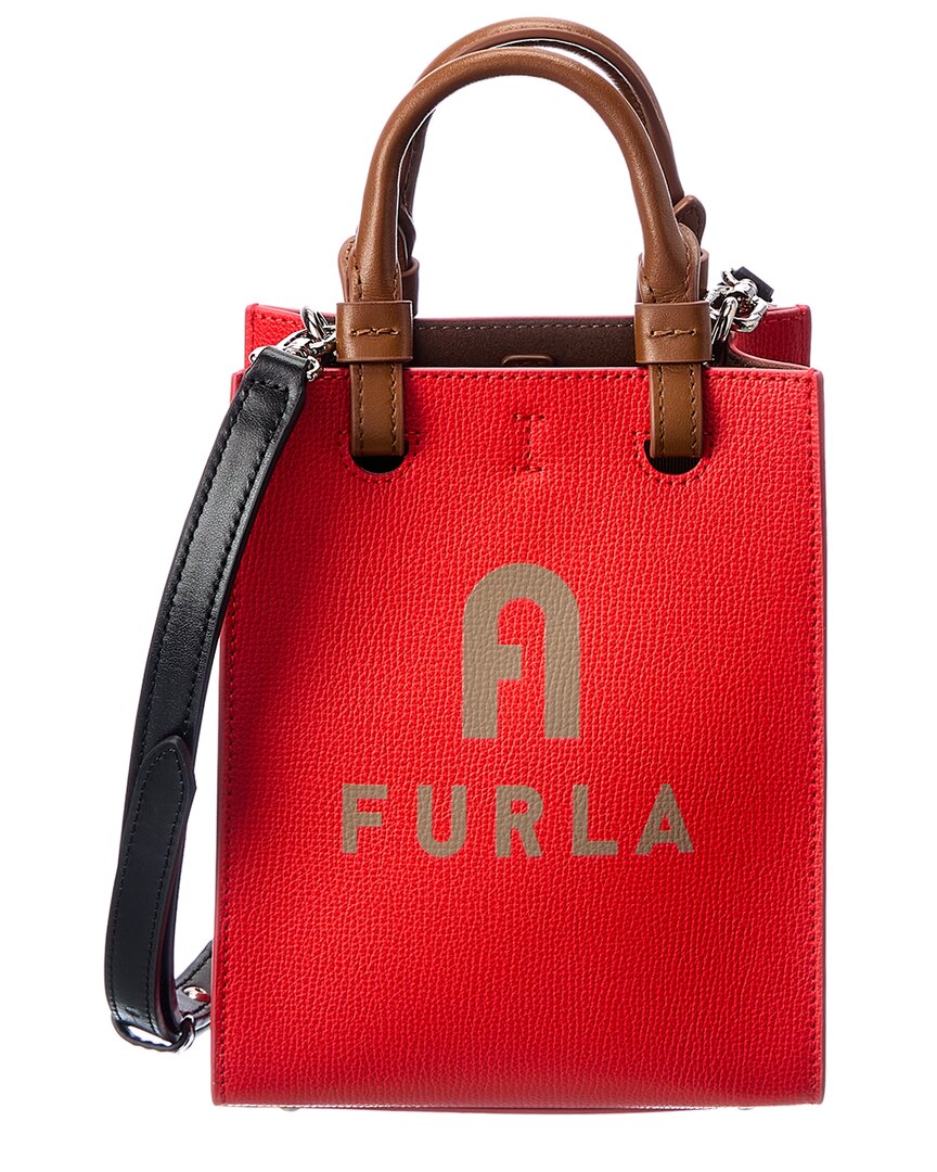 Furla Varsity Style Mini N/s Leather Tote In Grey | ModeSens